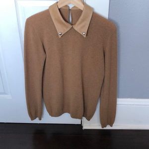 VEDA cashmere sweater w/ leather collar